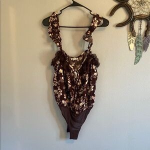 Floral Brown One-Piece Swimsuit